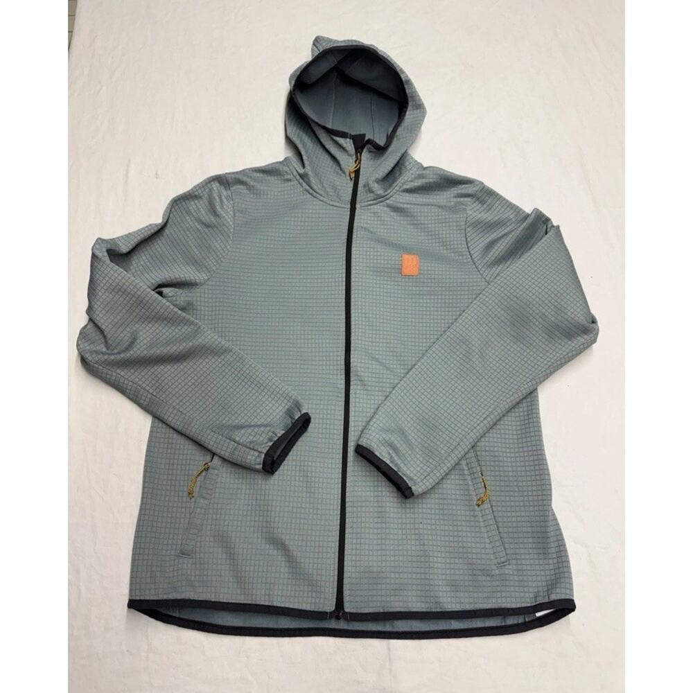 Topo Designs Sage Green Hooded Zip-Up Sweatshirt with Orange Logo